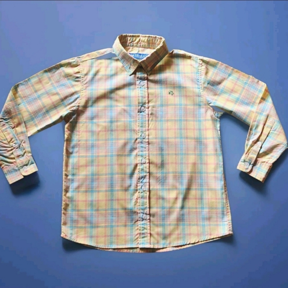 Boys Yellow Plaid Button-Down Shirt - Classic Collared Top